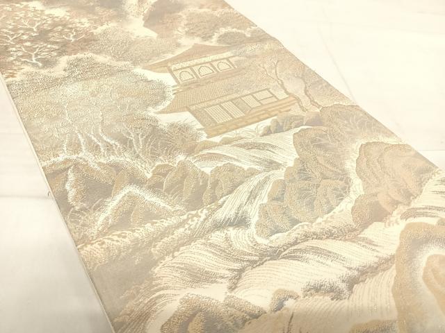 平和屋着物◎六通柄袋帯　京洛錦　京風景文　二重引箔　正絹　逸品　AABF4638yx