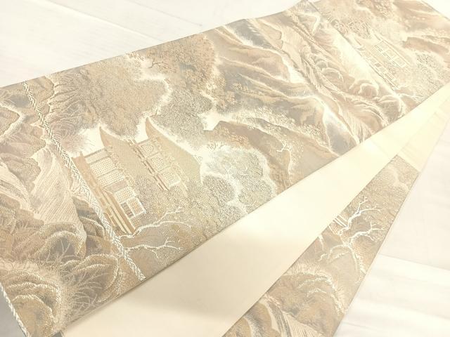 平和屋着物◎六通柄袋帯　京洛錦　京風景文　二重引箔　正絹　逸品　AABF4638yx