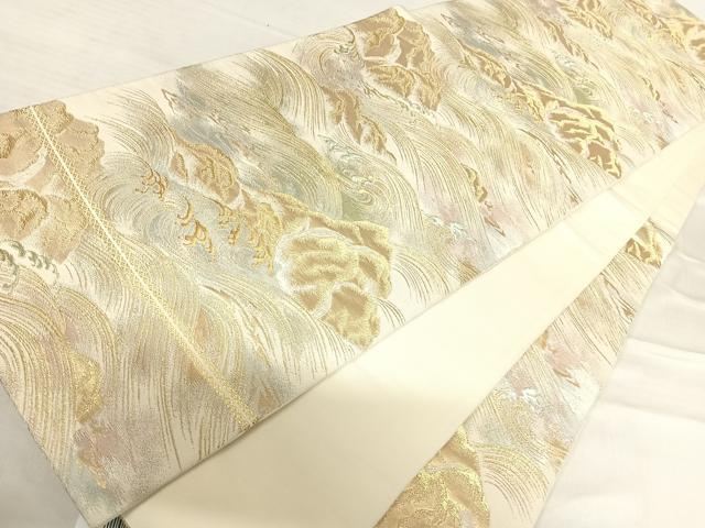 平和屋着物◎西陣　六通柄　本袋帯　立波文　金糸　正絹　逸品　AABF4644yx