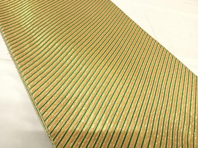 平和屋着物◎全通柄袋帯　斜線文　金糸　正絹　逸品　AABF4645yx