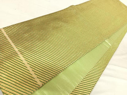 平和屋着物◎全通柄袋帯　斜線文　金糸　正絹　逸品　AABF4645yx