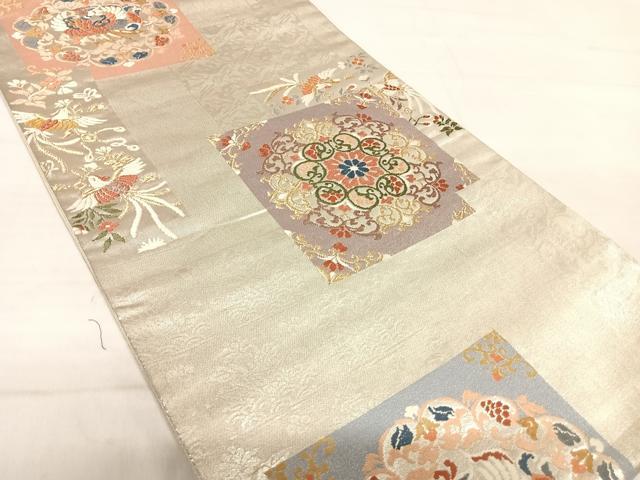 平和屋着物◎六通柄袋帯　唐織　正倉院花鳥文　金銀糸　正絹　逸品　AABF4646yx