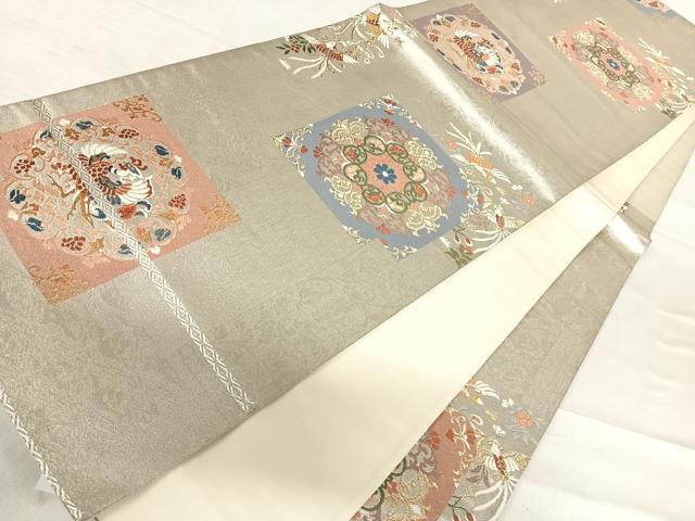 平和屋着物◎六通柄袋帯　唐織　正倉院花鳥文　金銀糸　正絹　逸品　AABF4646yx