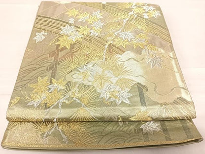平和屋着物◎六通柄袋帯　渡橋風景文　金銀糸　正絹　逸品　AABF4647yx