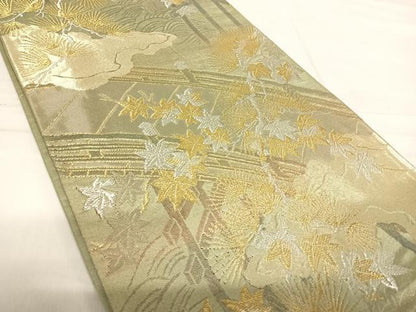 平和屋着物◎六通柄袋帯　渡橋風景文　金銀糸　正絹　逸品　AABF4647yx