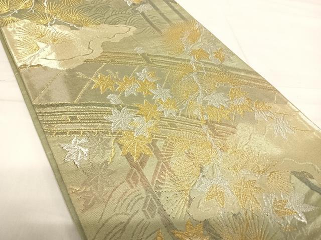 平和屋着物◎六通柄袋帯　渡橋風景文　金銀糸　正絹　逸品　AABF4647yx