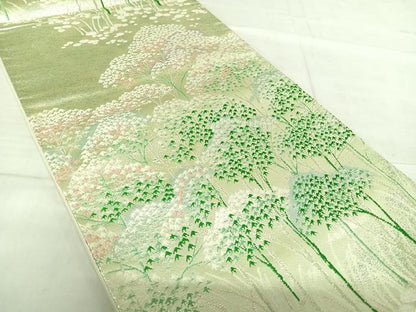 平和屋着物◎六通柄袋帯　樹林文　銀糸　正絹　逸品　AABF4653yx
