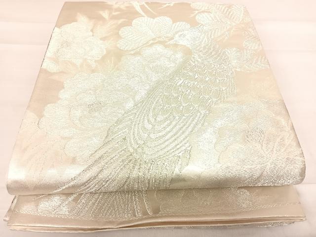 平和屋着物◎六通柄袋帯　花鳥文　銀糸　正絹　逸品　AABF4664yx