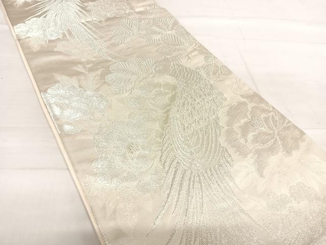 平和屋着物◎六通柄袋帯　花鳥文　銀糸　正絹　逸品　AABF4664yx