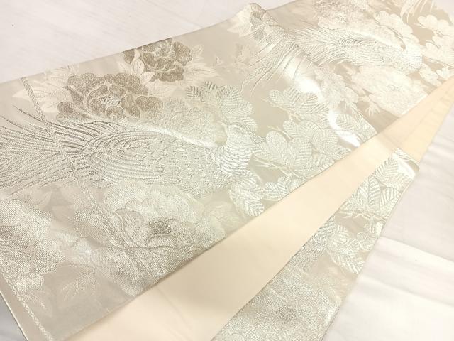 平和屋着物◎六通柄袋帯　花鳥文　銀糸　正絹　逸品　AABF4664yx