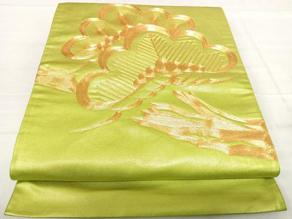平和屋着物◎太鼓柄袋帯　総刺繍　駒刺繍　笠松文　正絹　逸品　AABF4669yx