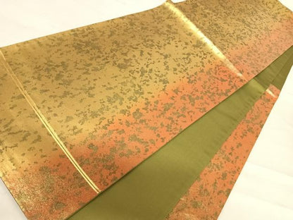 平和屋着物◎六通柄袋帯　霞文　金糸　正絹　逸品　AABF4672yx