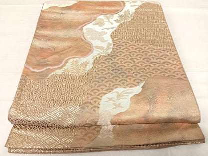 平和屋着物◎六通柄袋帯　道長花鳥文　金糸　正絹　逸品　AABF4690yx