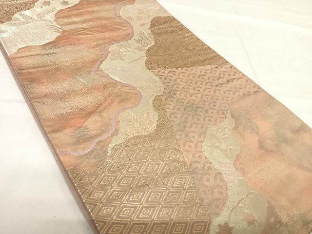 平和屋着物◎六通柄袋帯　道長花鳥文　金糸　正絹　逸品　AABF4690yx
