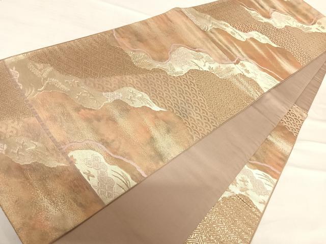 平和屋着物◎六通柄袋帯　道長花鳥文　金糸　正絹　逸品　AABF4690yx