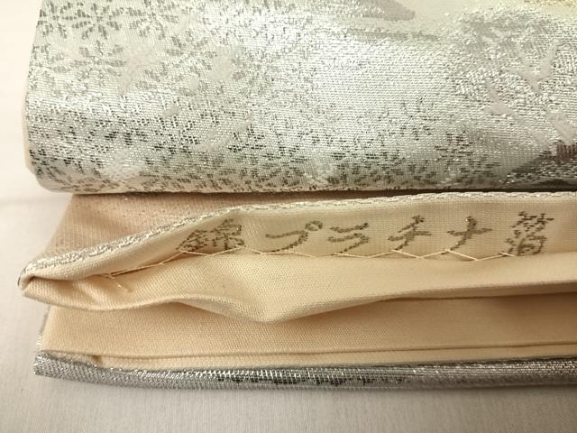 平和屋着物◎六通柄袋帯 風景文 錦プラチナ箔 正絹 逸品 AABF4697yx