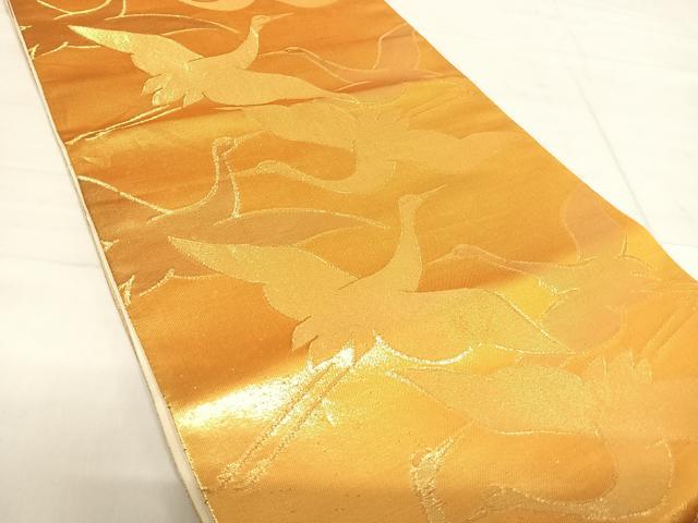 平和屋着物◎六通柄袋帯 飛鶴文 金糸 正絹 逸品 AABF4698yx