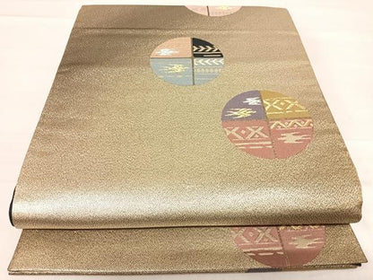 平和屋着物◎六通柄袋帯 飛鳥丸文 金銀糸 正絹 逸品 AABF4700yx