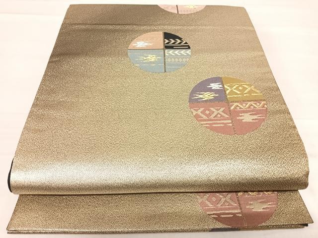 平和屋着物◎六通柄袋帯 飛鳥丸文 金銀糸 正絹 逸品 AABF4700yx