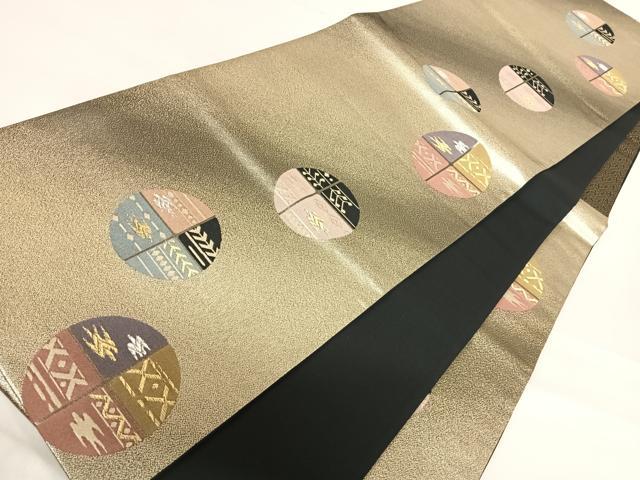平和屋着物◎六通柄袋帯 飛鳥丸文 金銀糸 正絹 逸品 AABF4700yx