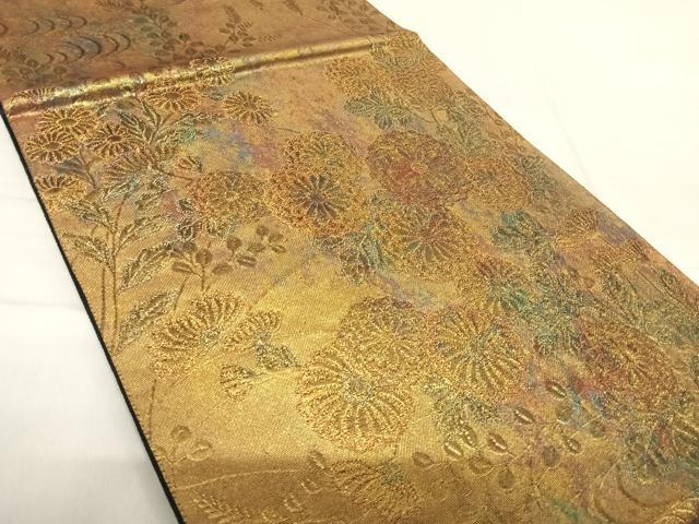 平和屋着物◎六通柄袋帯 枝垂れ花文 金糸 引箔 正絹 逸品 AABF4711yx