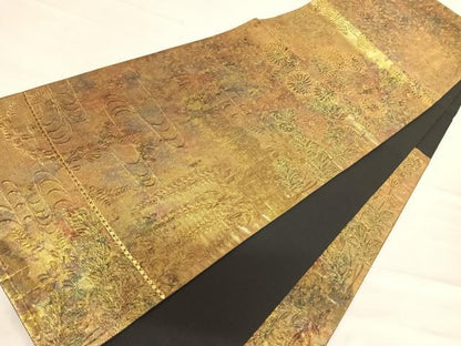 平和屋着物◎六通柄袋帯 枝垂れ花文 金糸 引箔 正絹 逸品 AABF4711yx