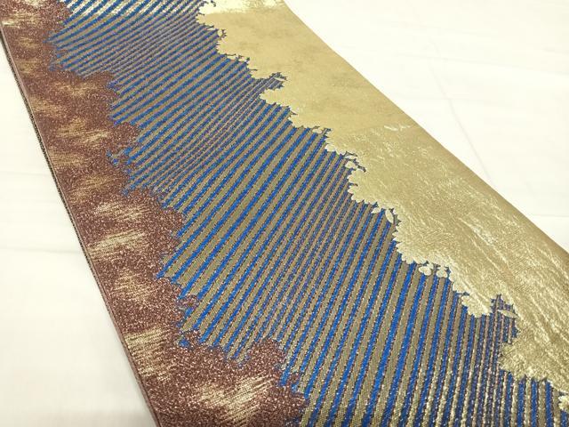 平和屋着物◎六通柄袋帯 霞文 金糸 正絹 逸品 AABF4715yx