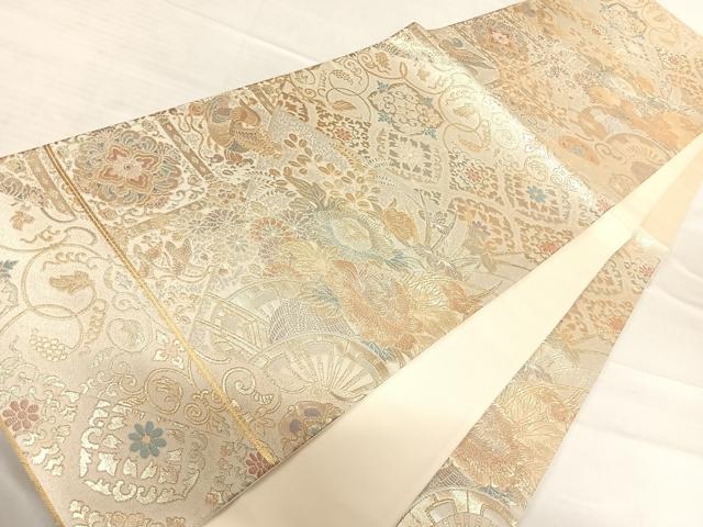 平和屋着物◎六通柄袋帯 花車文 金銀糸 正絹 逸品 AABF4727yx