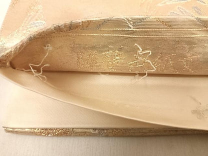 平和屋着物◎六通柄袋帯　唐織　障壁色紙文　金糸　正絹　逸品　AABF4730yx
