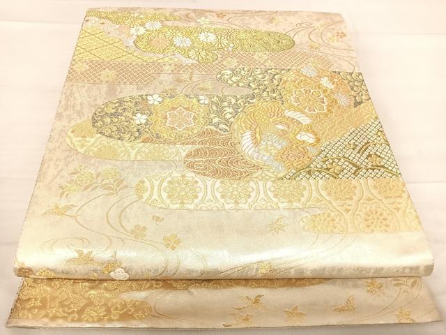 平和屋着物◎六通柄袋帯 鳳凰花文 金銀糸 正絹 逸品 AABF4732yx