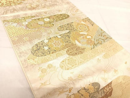 平和屋着物◎六通柄袋帯 鳳凰花文 金銀糸 正絹 逸品 AABF4732yx