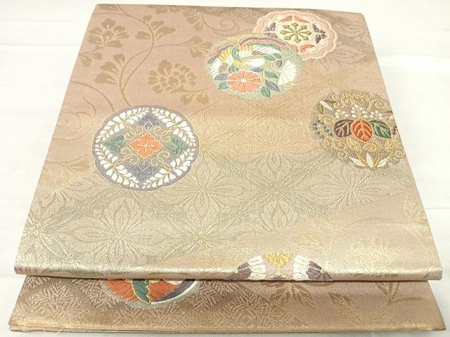 平和屋着物◎六通柄袋帯 唐織 鳳凰花文 金糸 正絹 逸品 AABF4735yx