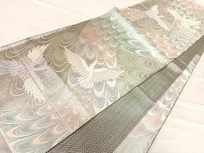 平和屋着物◎六通柄袋帯 鳳凰文 金銀糸 正絹 逸品 AABF4745yx