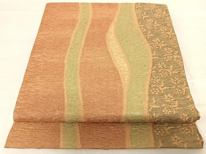 平和屋着物◎六通柄袋帯　草花文　正絹　逸品　AABF4751yx