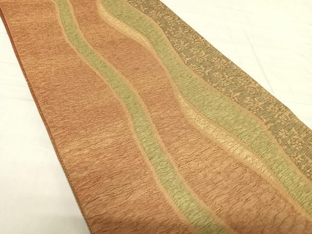 平和屋着物◎六通柄袋帯　草花文　正絹　逸品　AABF4751yx