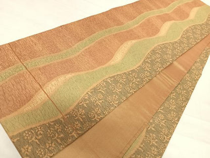 平和屋着物◎六通柄袋帯　草花文　正絹　逸品　AABF4751yx