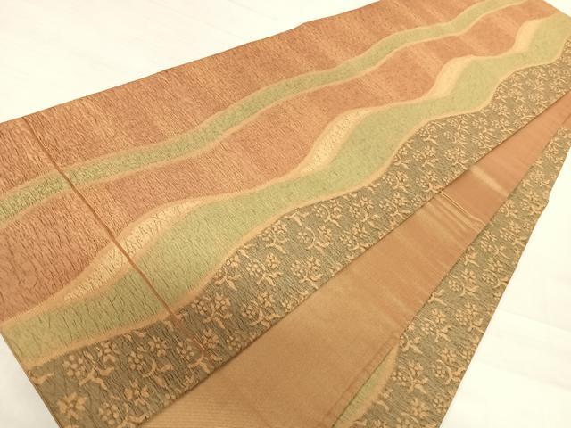 平和屋着物◎六通柄袋帯　草花文　正絹　逸品　AABF4751yx