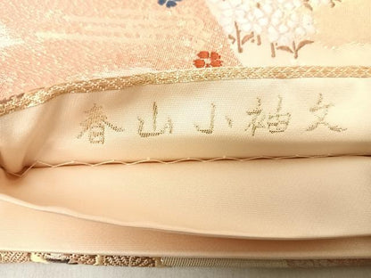 平和屋着物◎六通柄袋帯 唐織 春山小袖文 金銀糸 正絹 逸品 AABF4761yx