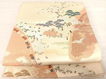 平和屋着物◎六通柄袋帯 唐織 春山小袖文 金銀糸 正絹 逸品 AABF4761yx