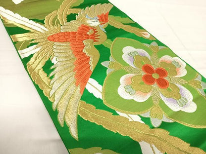 平和屋着物◎六通柄袋帯　唐織　鳳凰花文　金銀糸　正絹　逸品　AABF4769yx
