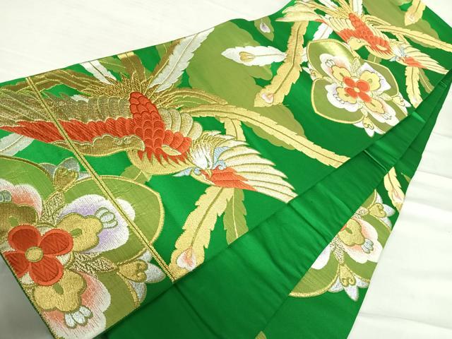 平和屋着物◎六通柄袋帯　唐織　鳳凰花文　金銀糸　正絹　逸品　AABF4769yx