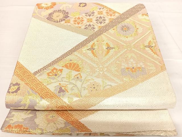 平和屋着物◎佐賀錦 六通柄袋帯 更紗花鳥文 金糸 正絹 逸品 AABF4772yx