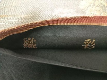 平和屋着物◎六通柄袋帯　織彩　遠山花鳥文　金糸　正絹　逸品　AABF4775yx