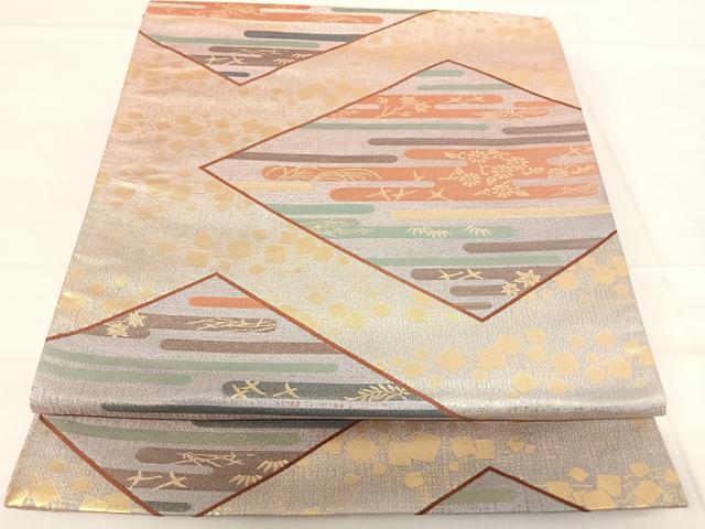 平和屋着物◎六通柄袋帯　霞箔散らし　本漆箔　正絹　逸品　AABF4777yx