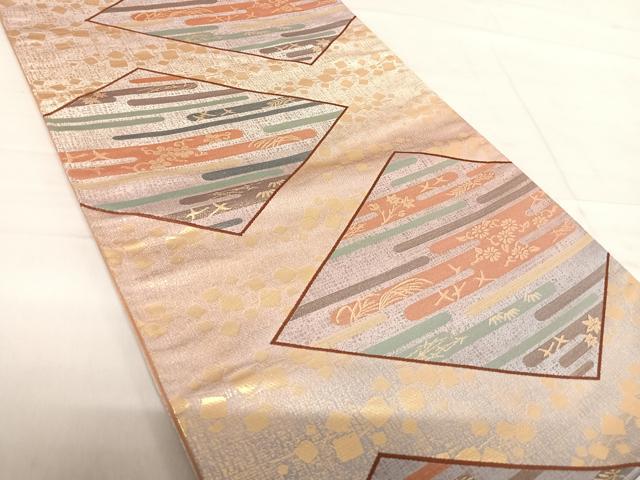 平和屋着物◎六通柄袋帯　霞箔散らし　本漆箔　正絹　逸品　AABF4777yx