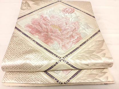 平和屋着物◎六通柄袋帯 唐織 牡丹文 金銀糸 正絹 逸品 AABF4792yx