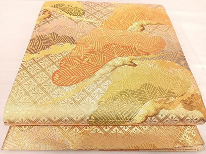 平和屋着物◎佐賀錦 六通柄袋帯 枝松文 金糸 正絹 逸品 AABF4794yx