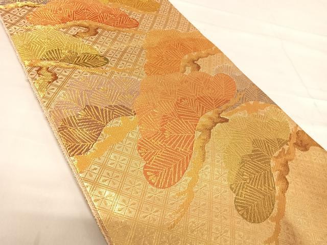 平和屋着物◎佐賀錦 六通柄袋帯 枝松文 金糸 正絹 逸品 AABF4794yx