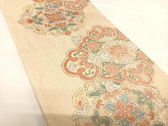 平和屋着物◎六通柄袋帯 正倉院花文 金糸 正絹 逸品 AABF4802yx