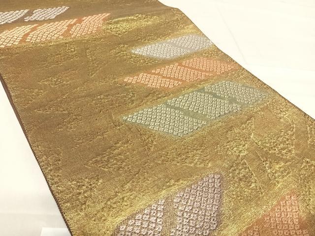 平和屋着物◎六通柄袋帯 工芸帯地 明日香 鹿の子文様 金糸 正絹 逸品 AABF4808yx